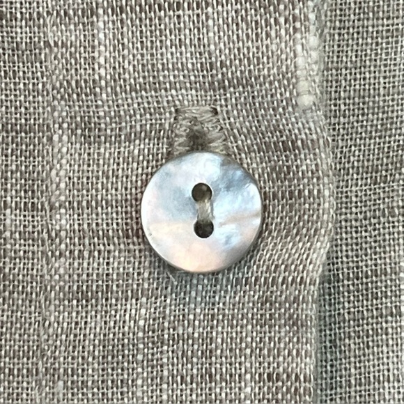 Harshman 100% Linen Tan Oatmeal Button Down Maxi Dress Size Large Collared - Picture 8 of 16